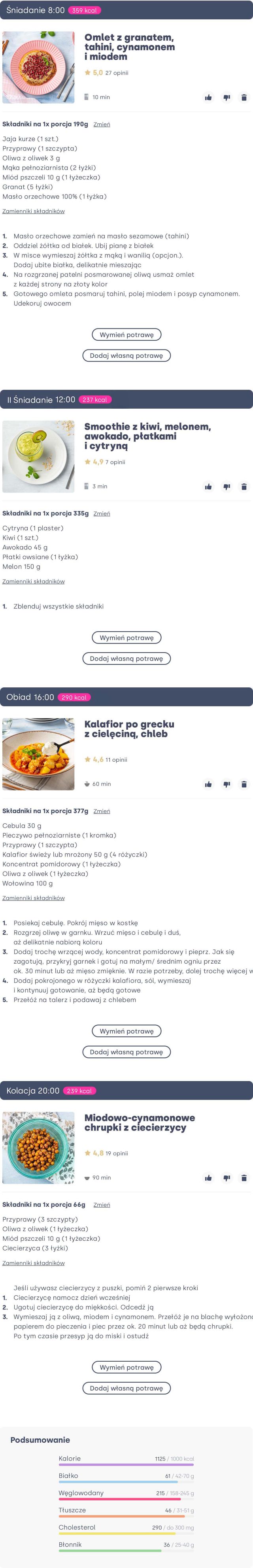 Przykładowy jadłospis diety śródziemnomorskiej
